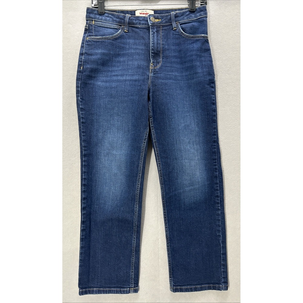Wrangler High Rise Rodeo Straight Crop Jeans Dark Wash Denim Women Size 4